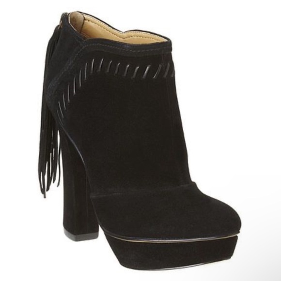 Nine West Black Suede Heeled Booties Women’s Size 9 - Picture 1 of 9